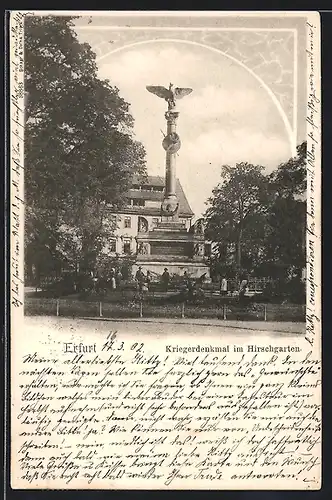 AK Erfurt, Kriegerdenkmal im Hirschgarten
