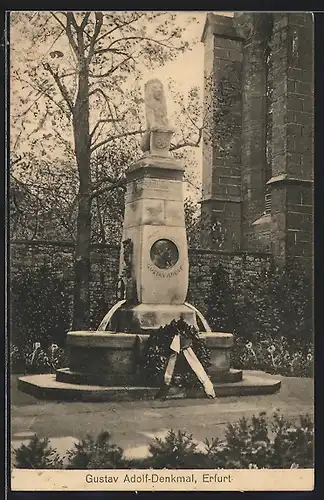 AK Erfurt, Gustav Adolf-Denkmal mit Gustav Adolfs Trutzlied