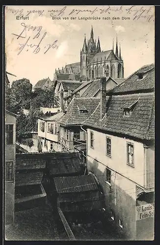 AK Erfurt, Blick von der Langebrücke nach dem Dom