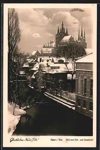 AK Erfurt i. Thür., Blick zum Dom und Severikirche