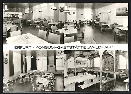 AK Erfurt, Konsum-Gaststätte Waldhaus mit Innenansicht