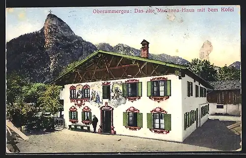 AK Oberammergau, Das alte Musltona-Haus mit dem Kofel
