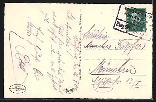 AK Würzburg, Teilansicht mit der Ludwigsbrücke