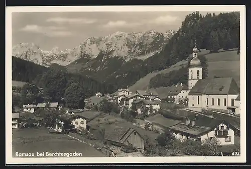 AK Ramsau bei Berchtesgaden, Ortsansicht mit Kirche
