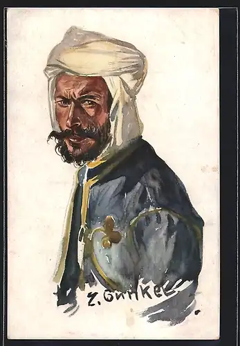Künstler-AK sign.E. Günkel: Araber mit Turban