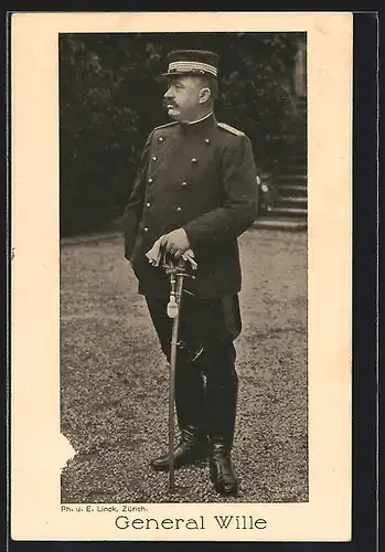 AK Schweizer Heerführer General Wille mit Degen