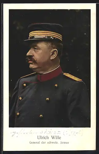 AK Schweizer Heerführer Ulrich Wille, General der schweiz. Armee in Uniform
