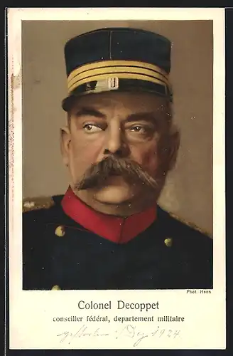 AK Colonel Decoppet, conseiller fédéral, departement militaire