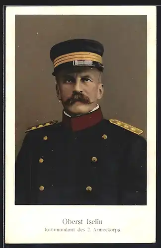 AK Oberst Iselin, Kommandant des 2. Armeekorps, schweizer Heerführer