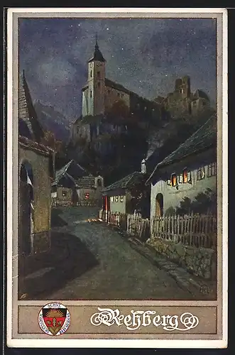 AK Deutscher Schulverein NR181: Rehberg, Ortsansicht bei Nacht