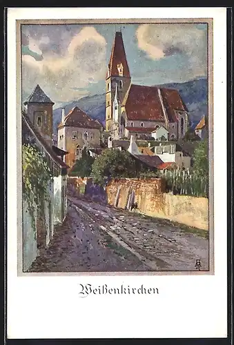 AK Deutscher Schulverein NR 162: Weissenkirchen, Ortspartie mit Blick zur Kirche