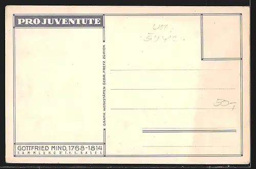 AK Basel, Gottfried Mind 1768-1814, Kinder in einer Reihe