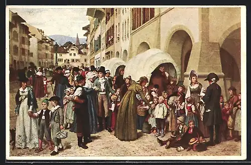 Künstler-AK Albert Anker, Die Stanser Kinder in Murten, Pro Juventute