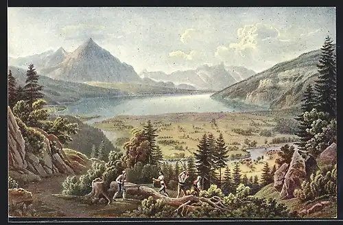 AK Interlaken, Ortsansicht von Gabriel Lory junior 1784-1846