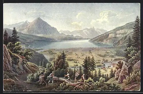 AK Interlaken, Ortsansicht von Gabriel Lory junior 1784-1846