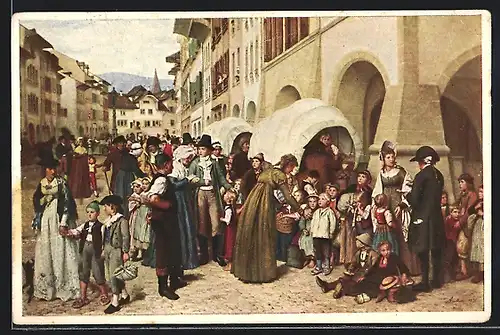 Künstler-AK Albert Anker, Die Stanser Kinder in Murten, Pro Juventute