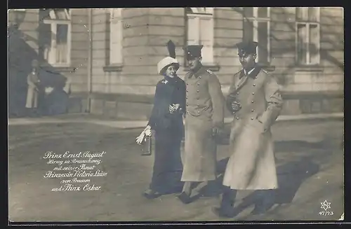 AK Ernst August Herzog von Braunschweig mit seiner Braut und Prinz Oskar