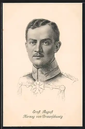 Künstler-AK Ernst August Herzog von Braunschweig in Uniform