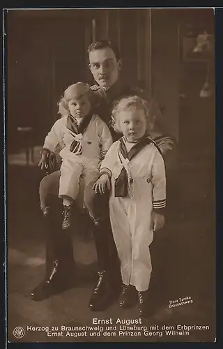 AK Ernst August Herzog von Braunschweig mit dem Erbprinzen Ernst August und Prinzen Georg Wilhelm