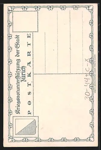 Künstler-AK Zürich, Kriegsunterstützung, Mutter mit Kindern am Esstisch