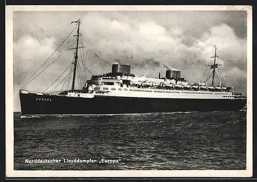 AK Norddeutscher Lloyddampfer Europa geht auf grosse Fahrt