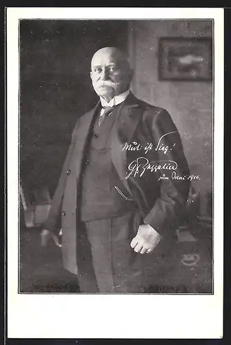 AK Graf Zeppelin, Propaganda-Spruch Mut ist Sieg 1916