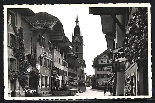 AK Zofingen, Strassenpartie mit Drogerie