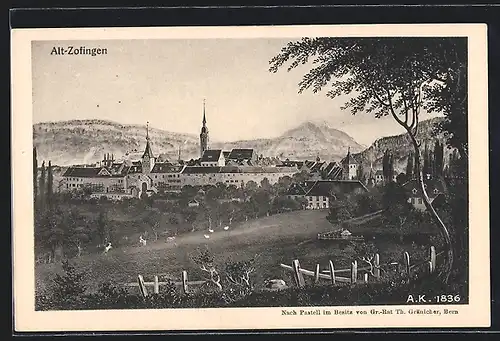 AK Alt-Zofingen, Blick von der Anhöhe auf den Ort