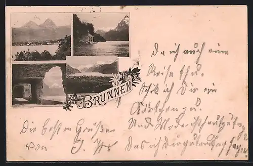 AK Brunnen, Teilansicht, Säulengang, Pavillon