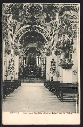 AK Einsiedeln, Innenansicht der Wallfahrtskirche