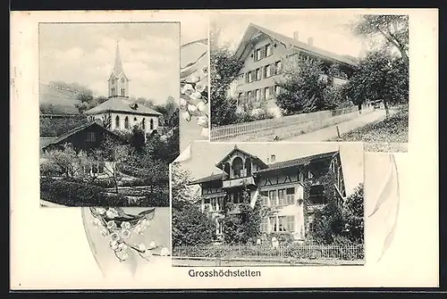 AK Grosshöchstetten, Gebäudeansichten, Kirche mit Umgebung