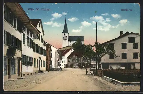 AK Wila, Ortspartie mit Blick auf die Kirche