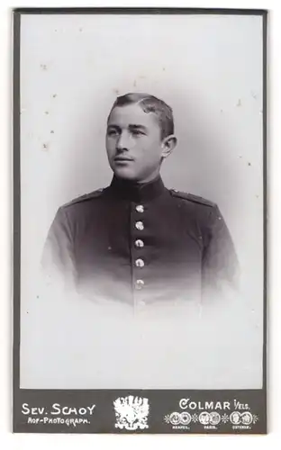 Fotografie Sev. Schoy, Colmar i. Els., junger Soldat in Uniform Rgt. 11