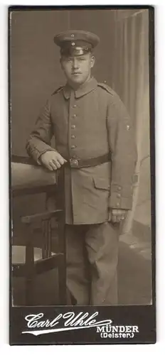 Fotografie Carl Uhle, Münder / Deister, Soldat in Feldgrau Uniform Rgt. 21