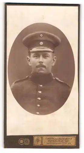 Fotografie F. Lasch, Hohenstein-Ernstthal, Soldat in Uniform mit Mustasch