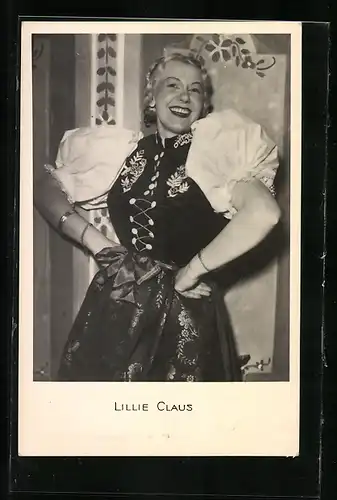 AK Opernsängerin Lillie Claus im Kleid mit Puffärmeln