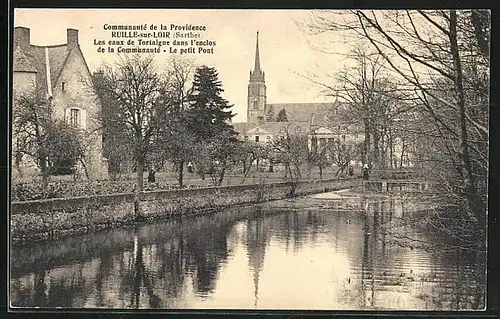 AK Ruille-sur-Loir, Les eaux de Tortaigne dans l`enclos...