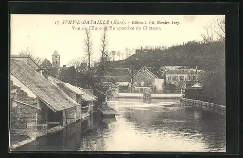 AK Ivry-la-Bataille, Vue de l`eure et Perspective du Chateau