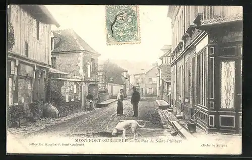 AK Montfort-sur-Risle, La Rue de Saint-Philbert, Strassenpartie