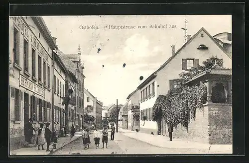 AK Osthofen am Rhein, Hauptstrasse mit Hotel von Hermann Rechberg