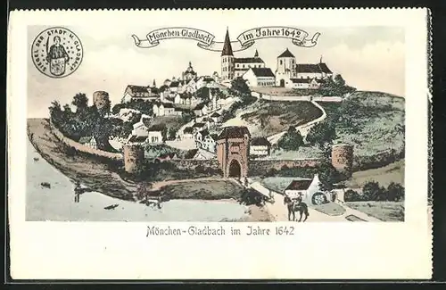AK M.-Gladbach, Alte Ortsansicht aus dem Jahr 1642