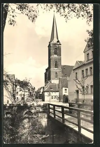 AK Aschersleben, Apothekergraben mit Brücke und Kirche