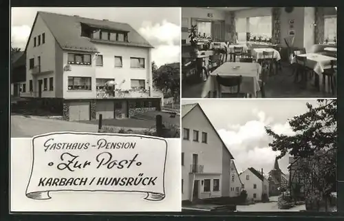 AK Karbach / Hunsrück, Gasthaus-Pension Zur Post, Innenansicht, Eingang