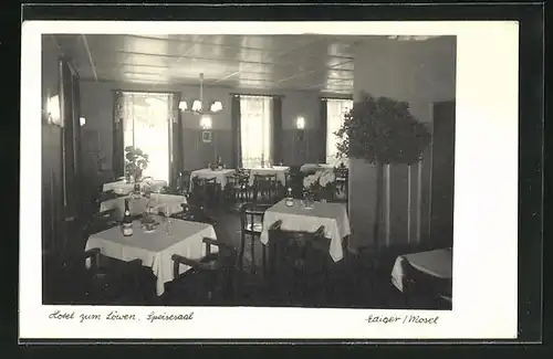 AK Ediger / Mosel, Hotel zum Löwen, Speisesaal, Innenansicht