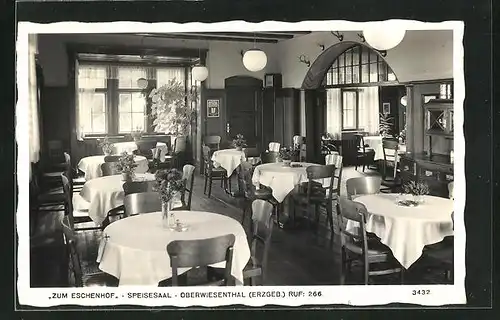 AK Oberwiesenthal / Erzgeb., Gasthaus Zum Eschenhof, Speisesaal