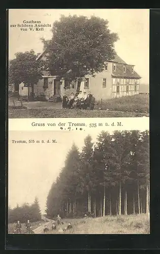 AK Tromm, Gasthaus zur Schönen Aussicht, Partie am Waldrand