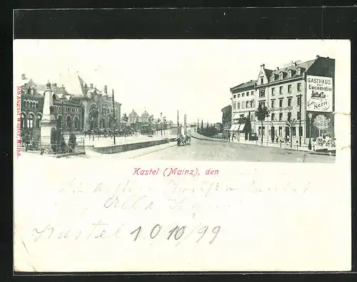 AK Kastel, Strassenpartie am Gasthaus zur Locomotive