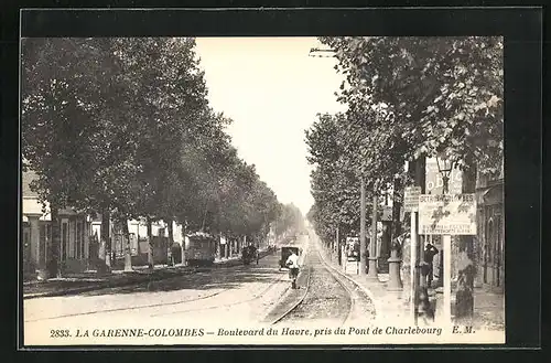 AK La Garenne-Colombes, Boulevard du Havre pris du Pont de Charlebourg