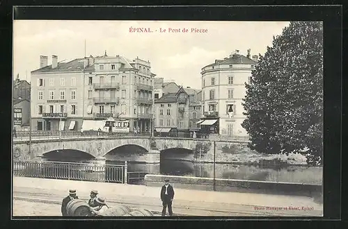 AK Épinal, Le Pont de Pierre, Strassenbahn