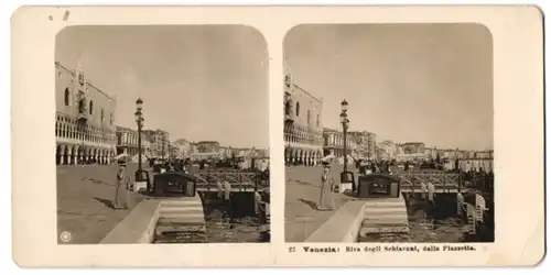 Stereo-Fotografie Ansicht Venezia, Riva degli Schiavoni, dalla Piazzetta